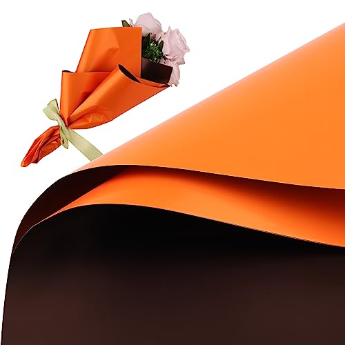 LUTER 20 Blatt Blumen Geschenkpapier, 58x 58cm Blumenstrauß Geschenkpapier Doppelseitige Farbe Blumen Geschenkpapier für Hochzeit Abschlussfeier Valentinstag(Orangerot & Braun) von LUTER