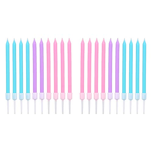 LUTER 20 Stück Metallic Geburtstagskerzen Geburtstagstortenkerzen Dünne Cupcake-Kerzen für Geburtstags-Hochzeitsfeierdekoration (3 Farben) von LUTER