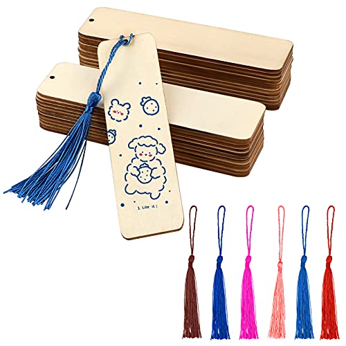 LUTER 36 Stück leere Lesezeichen aus Holz mit Schnüren und Löchern, DIY Marke Seiten in Form von Rechtecken, Handwerk für Liebhaber von Handwerk, Basteln, Buchliebhaber LUTER 36 Stück leere Lesezeichen aus Holz mit Schnüren und Löchern, DIY Marke Seiten in Form von Rechtecken, Handwerk für Liebhaber von Handwerk, Basteln, Buchliebhaber von LUTER