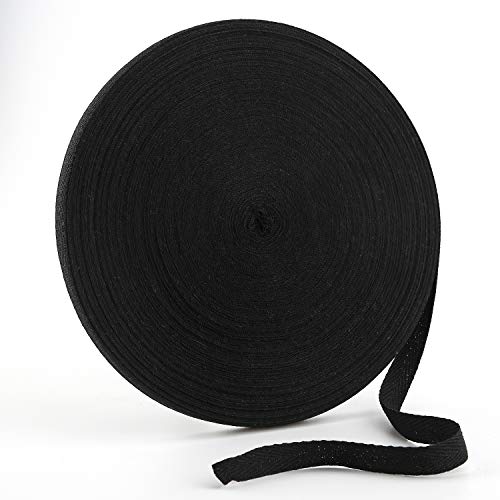 LUTER 45 m Twillband, Fischgrätenmuster, Bindeband, Polarisationsband, Baumwollgurt, für Bastelbedarf (Schwarz, 1,3 cm) von LUTER