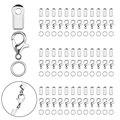 LUTER 450 Stück Verbindungsstücke für Halsketten für Schmuck, enthält 200 Clipverschlüsse, 200 Sprungringe, 50 Stück, für Schmuck, Basteln (Silber) von LUTER