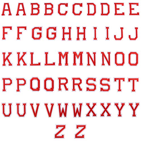 LUTER 52 Stück Aufbügeln von Buchstabenpatches Alphabet Applique Patches Nähen Sie Applikationen mit Gestickten A-Z Letter Dekorativen Reparaturpatches für Hüte Schuhe Taschen (Rot) von LUTER