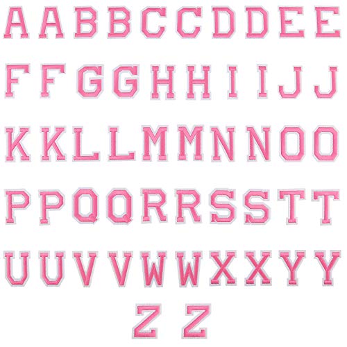 LUTER 52 Stück Patches zum Aufbügeln auf Buchstaben-Applikationen zum Aufnähen auf Applikationen mit dekorativen Reparaturflicken Buchstabe A-Z, bestickt, für Hüte, Schuhe, Taschen (Rosarot) von LUTER