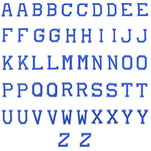 LUTER 52-teiliges Bügelbild zum Aufbügeln, Alphabet-Applikationen, mit dekorativen Reparaturflicken, Buchstaben A-Z, bestickt, für Hüte, Schuhe, Taschen (blau) von LUTER