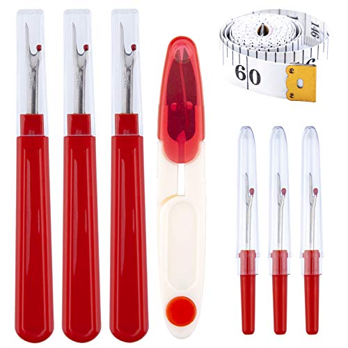 LUTER 8 PCS Nähen Nahttrenner Kit - 3 Nahttrenner Großer Griff 7 mm + 3 Nahttrenner Auftrenner 13 mm, 1 Nähschere, 1 Maßband 150 cm - Rot LUTER 8 PCS Nähen Nahttrenner Kit - 3 Nahttrenner Großer Griff 7 mm + 3 Nahttrenner Auftrenner 13 mm, 1 Nähschere, 1 Maßband 150 cm - Rot von LUTER