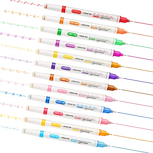 LUTER Curve Line Pen, 12 Stück Curve Marker Gedruckte Konstellationsmuster Markierungsstifte mit Zwei Spitzen für Kinder im Teenageralter die Journaling Zeichnen von LUTER