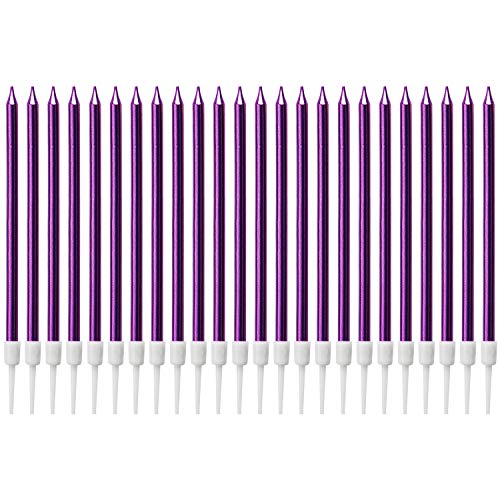 LUTER Metallische Kerze, lange Kerze, Violett, Geburtstagskerzen mit Ständer, Kuchenkerzen für die Dekoration von Partys, Hochzeit, Geburtstag (24 Stück) von LUTER