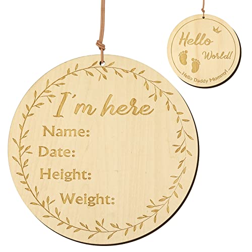 LUTER Meilenstein-Karten für Baby, Holz & Leder, Baby-Meilenstein-Karte, Rustik Elegant, Medium (60 cm x 90 cm), Babygeburtstag, Kinderzimmer von LUTER