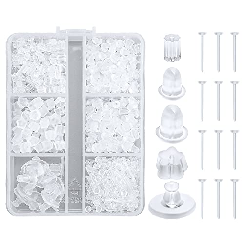 Ohrring Rücken und Ohrring Stifte Set, Weich Klar Ohrring Verschlüsse in 5 Stilen Hypoallergen Ohrring Verschlüsse und Ohrring Stifte für Männer und Frauen Ohrring DIY (600 Stück) von LUTER