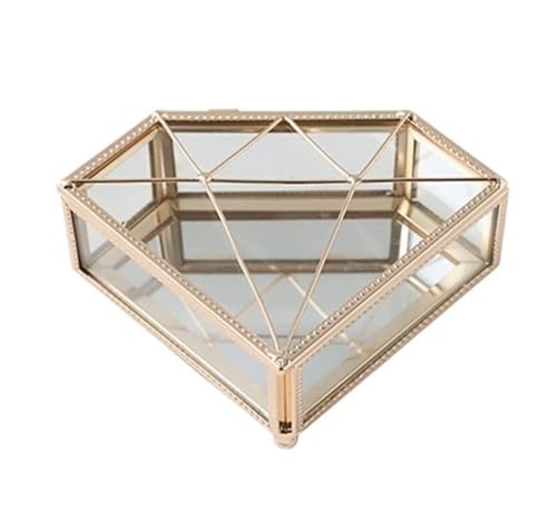 Schmuckkästen Goldenes Glas, klares Metall, Schmuckschatulle, kleine Schmuckschatulle, Herz- und Rautenform. Schmuckschatulle Geschenke von LUTFI
