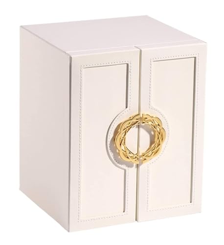 Schmuckkästen Luxuriöse Schmuckschatulle aus Leder for Ringe, Ohrringe, Halsketten, Uhren, Aufbewahrungsbox for den Haushalt, 5-lagige Schmuckschatulle, Schmuck-Aufbewahrungsbox Geschenke(Blanc) von LUTFI