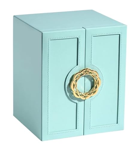 Schmuckkästen Luxuriöse Schmuckschatulle aus Leder for Ringe, Ohrringe, Halsketten, Uhren, Aufbewahrungsbox for den Haushalt, 5-lagige Schmuckschatulle, Schmuck-Aufbewahrungsbox Geschenke(Blue) von LUTFI