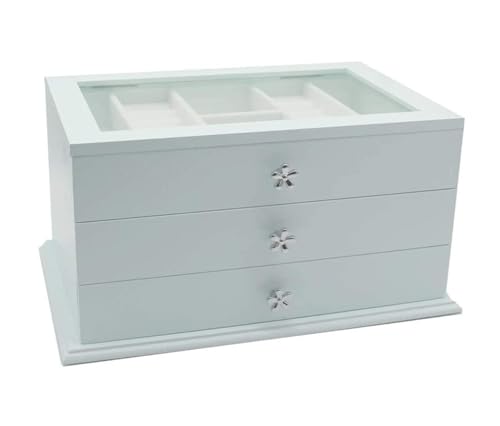 Schmuckkästen Schmuck-Organizer, 3-lagige Schmuckschatulle, Flanell-Schmuckaufbewahrung, Halsketten, Ohrringe, Ringe, Armbänder, Display for Frauen, Schmucketui Geschenke(Green) von LUTFI