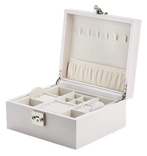 Schmuckkästen Schmuck-Organizer, abschließbare Schmuckschatulle mit Halskettenaufhängern, herausnehmbarem Fach, Organizer-Box mit großer Kapazität, Schmucketui Geschenke(Blanc) von LUTFI