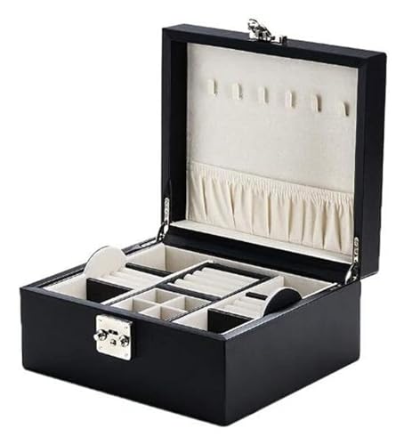 Schmuckkästen Schmuck-Organizer, abschließbare Schmuckschatulle mit Halskettenaufhängern, herausnehmbarem Fach, Organizer-Box mit großer Kapazität, Schmucketui Geschenke(Noir) von LUTFI