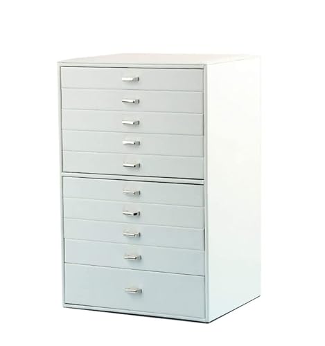 Schmuckkästen Schmuckschatulle, 10-lagig, extragroß, Schmuck-Organizer-Box mit Schublade, Kunstleder, for Ohrringe, Ringe, Halsketten, Tablett, Schmuckhalter Geschenke(Blanc) von LUTFI