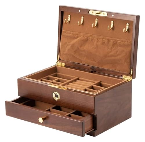 Schmuckkästen Schmuckschatulle mit Fingerabdruckschloss, Organizer-Box aus Holz, große Kapazität, Aufbewahrungsbox for Schmuck, for Ohrringe, Ringe, Halsketten, Armbänder Geschenke Schmuckkästen Schmuckschatulle mit Fingerabdruckschloss, Organizer-Box aus Holz, große Kapazität, Aufbewahrungsbox for Schmuck, for Ohrringe, Ringe, Halsketten, Armbänder Geschenke von LUTFI