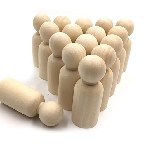 LUUFAN Holzklammerpuppe, 65 mm, unlackiert, Holz, weiblich, männlich, einfarbig, blanko, Engelspuppen für DIY, Handwerk, Hochzeit, Party (männlich-20 Stück) von LUUFAN