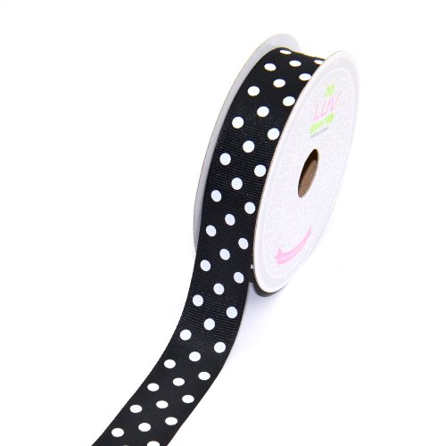 Luv Bänder 7/8 Zoll weiß Polkadots Grosgrain von kreativen Ideen, 9,1 schwarz von LUV RIBBONS