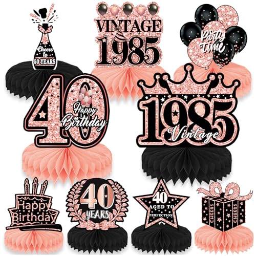 9 Stück 40. Geburtstag Waben Dekorationen, Rose Schwarz Gold Waben Mittelstücke Tischdeko Geburtstag, 40. 3D Waben Tischdekorationen für Männer Frauen, 1984 Geburtstagsparty Dekoration 9 Stück 40. Geburtstag Waben Dekorationen, Rose Schwarz Gold Waben Mittelstücke Tischdeko Geburtstag, 40. 3D Waben Tischdekorationen für Männer Frauen, 1984 Geburtstagsparty Dekoration von LUVDECO