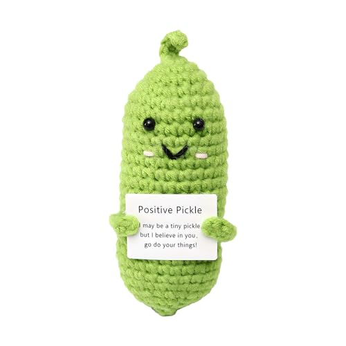 Emotionale Unterstützung Gurke, Positive Pickle mit Positiven Karte, Süße Gestrickte Gurke Ornamente, Pocket Hug Gurken Puppe, Emotionales Unterstützungs Geschenk für Frauen, Freunde, Kinder (P) von LUVDECO