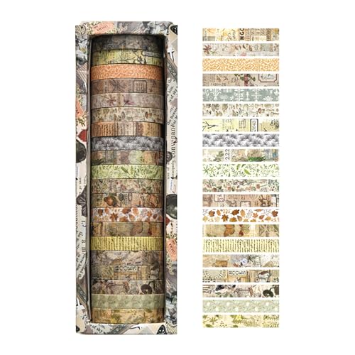 LUVDECO 20 Rollen Vintage Washi Tape Set Pflanzen Dekoratives Klebeband Abdeckklebeband Washi Klebeband für DIY Craft Scrapbooking Kugel Journal Geschenkverpackungen von LUVDECO