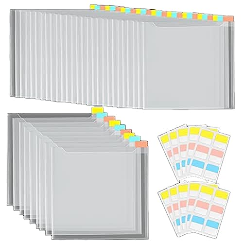 LUVIDE 36 Stück Papier-Organizer-Aufbewahrung mit 60 Stück Selbstklebenden Registerlaschen für die Aufbewahrung Von 6 X 6 Großen Scrapbook-Papieren von LUVIDE