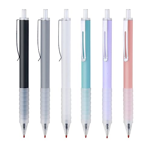 LUVIDE 6 Stück Kugelschreiber Grip Pen mit Weichem, Silbernem Clip und Schreibender Schwarzer Tinte von LUVIDE