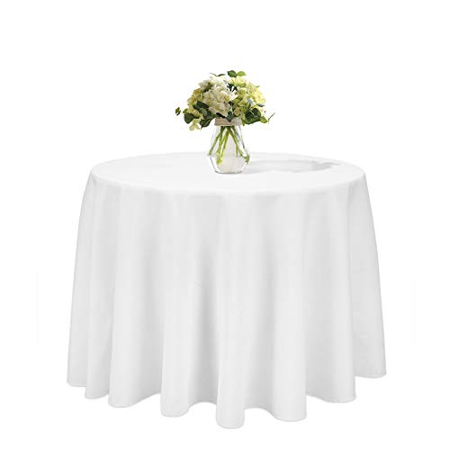 LUVODI Tischdecke Tischtuch rund weiß φ229cm, Polyester Fleckschutz Tischwäche für Tisch Deko Schutz abwaschbar von LUVODI