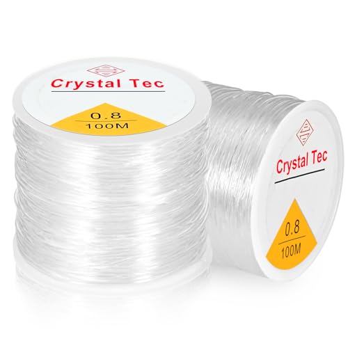 2 Stück Armband-Gummibänder, Durchmesser 0,8 mm, Länge 100 m, elastischer Schmuckdraht, transparenter Schmuckdraht, unsichtbarer Nylonfaden, Armbandbänder 2 Stück Armband-Gummibänder, Durchmesser 0,8 mm, Länge 100 m, elastischer Schmuckdraht, transparenter Schmuckdraht, unsichtbarer Nylonfaden, Armbandbänder von LUXECOVE