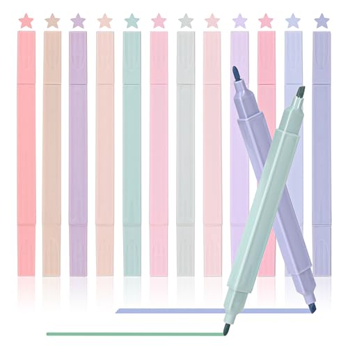 LUXECOVE 12er-Pack Textmarker, Farbmarker, Pastell-Textmarker, Buchmarker, marker stifte, stifte aesthetic, bibel textmarker, textmarker set, Textmarker für Schulbüro-Briefpapier von LUXECOVE