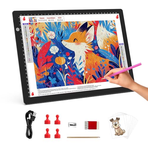 LUXJOYFUL Leuchttisch A4 Diamond Painting Lichtplatte A4 Typ-C USB-Stromkabel Ultra-dünne Magnetisch leuchtpad für Diamantmalerei, Abpausen, Skizzieren, Jäten von Vinyl, Kleidungsdesign, Kalligrafie LUXJOYFUL Leuchttisch A4 Diamond Painting Lichtplatte A4 Typ-C USB-Stromkabel Ultra-dünne Magnetisch leuchtpad für Diamantmalerei, Abpausen, Skizzieren, Jäten von Vinyl, Kleidungsdesign, Kalligrafie von LUXJOYFUL