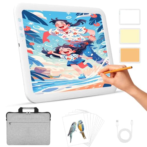 LUXJOYFUL Leuchttisch A4 Diamond Painting Lichtplatte Wiederaufladbarer Lichtkasten Kabellos Licht Pad mit Tasche, Light Board 6 Helligkeitsstufen für Diamond Painting, Skizzieren, Jäten von Vinyl LUXJOYFUL Leuchttisch A4 Diamond Painting Lichtplatte Wiederaufladbarer Lichtkasten Kabellos Licht Pad mit Tasche, Light Board 6 Helligkeitsstufen für Diamond Painting, Skizzieren, Jäten von Vinyl von LUXJOYFUL