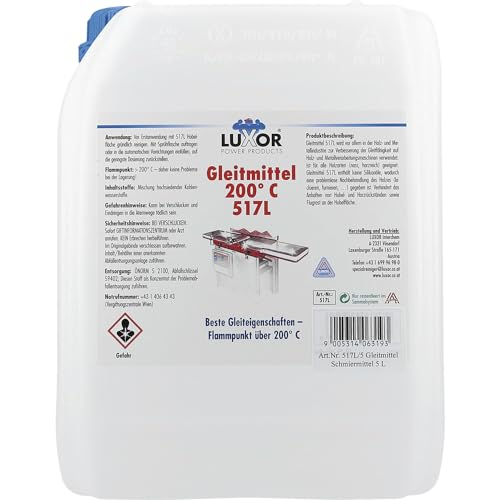 Luxor Schmiermittel 517L Gleitmittel flüssig bis 200°C Holz silikonfrei 5000 ml Luxor Schmiermittel 517L Gleitmittel flüssig bis 200°C Holz silikonfrei 5000 ml von LUXOR