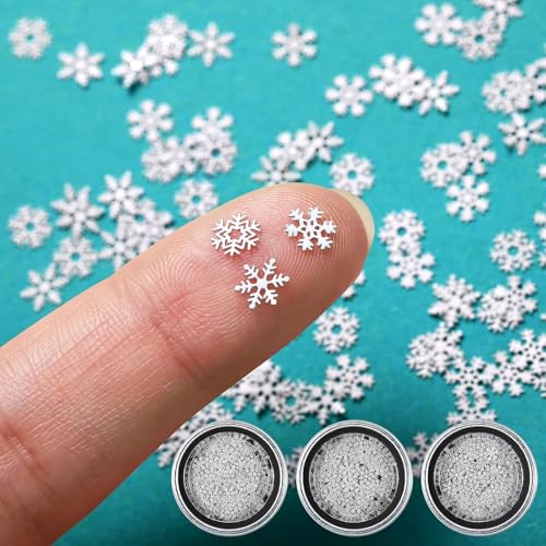 LUYANFX 270 Stück Mini Schneeflocken Deko, Weiße Glitzer Schneeflocken Sticker für Basteln, Scrapbooking, Weihnachtsdeko, Winter Party (Silber) von LUYANFX