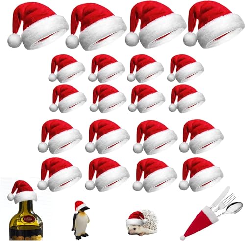 LUYANFX Mini Weihnachtsmütze, Minis Weihnachtsmann Mütze, Mini Mützen Zum Basteln, für Tasse Besteck Flasche,Weihnachtsdeko, DIY Tischdekoration,Candy, Schneemann, Geschenk (30 PCS) von LUYANFX