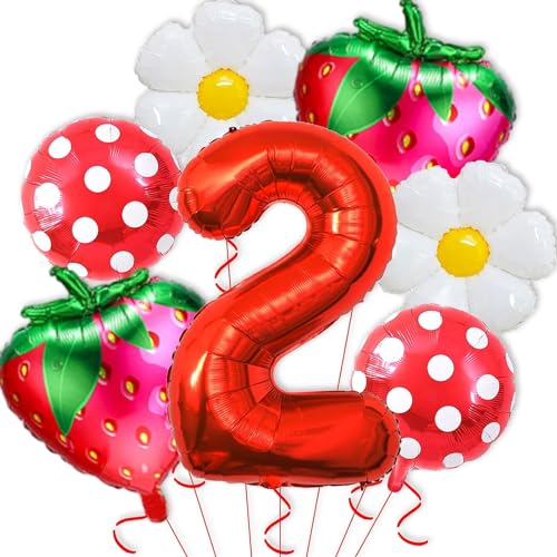 Luftballons Geburtstag Erdbeer, Erdbeer Deko Geburtstag 2 Jahr Mädchen, 7 Stück Geburtstags Ballon Set mit Ballon Nummer 2, Erdbeere Folienballon für Mädchen Geburtstagdeko Motto Party Luftballons Geburtstag Erdbeer, Erdbeer Deko Geburtstag 2 Jahr Mädchen, 7 Stück Geburtstags Ballon Set mit Ballon Nummer 2, Erdbeere Folienballon für Mädchen Geburtstagdeko Motto Party von LUYANFX