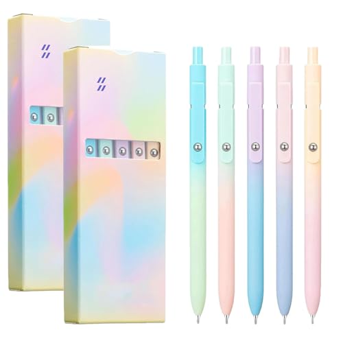 LUYJWZN Emboadlie 5 Pcs Gel Ink Pens, Gettoreach Gel Ink Pens with 0.5mm Medium Tip, Black Roller Ball Pen, Thin And Retractable Tip, Quick Drying, Smooth Writing (2 set) von LUYJWZN