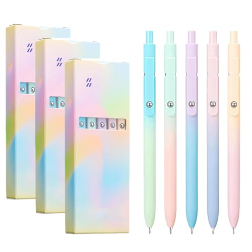 LUYJWZN Emboadlie 5 Pcs Gel Ink Pens, Gettoreach Gel Ink Pens with 0.5mm Medium Tip, Black Roller Ball Pen, Thin And Retractable Tip, Quick Drying, Smooth Writing (3 set) von LUYJWZN