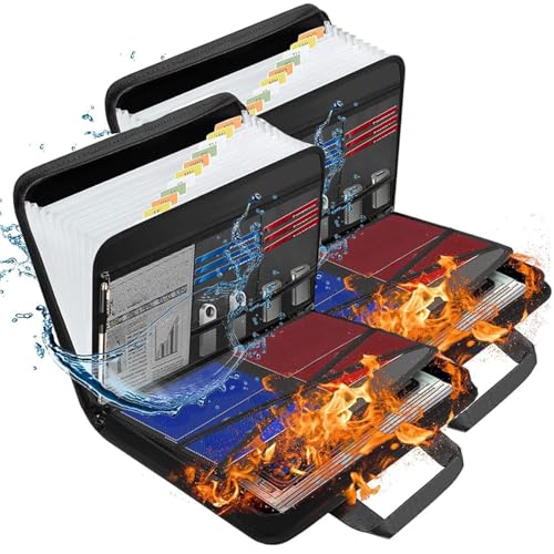 Rushclick Fächermappe mit 13 Fächern, feuerfeste und wasserdichte Datei, abschließbare Aktenordner mit farbigen Tabs, abnehmbar und tragbar (2 Stück) von LUYJWZN