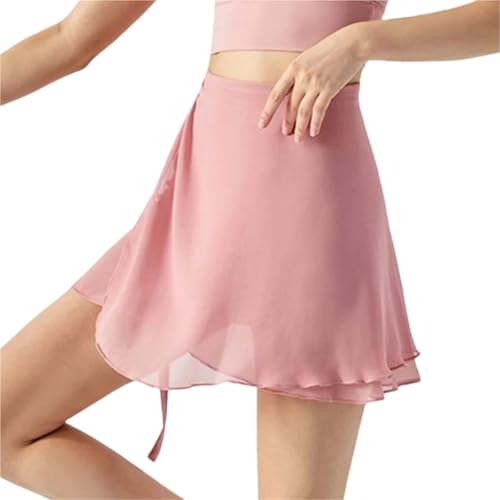 LUYSGBXR Ballettkleidung Damen Damen-Ballettrock aus durchsichtigem Chiffon, verstellbare Taille, Bänder, Tanz, Gymnastik, über Schal, Tanz, kurzer Wickelrock, Tutus(Color-02) von LUYSGBXR