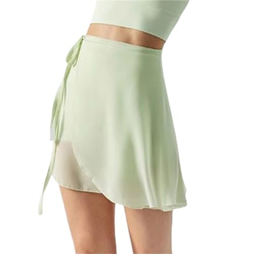 LUYSGBXR Ballettkleidung Damen Damen-Ballettrock aus durchsichtigem Chiffon, verstellbare Taille, Bänder, Tanz, Gymnastik, über Schal, Tanz, kurzer Wickelrock, Tutus(Color-05) von LUYSGBXR