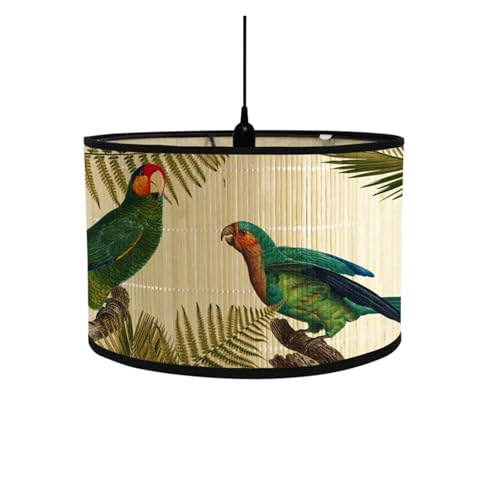 LUYSGBXR Lampenschirm 1PC Retro Stil Licht Abdeckung Kronleuchter Wand Lampe Schatten Vögel Druck Lampenschirm Bambus Kunst Kronleuchter Homestay Decor(06) von LUYSGBXR