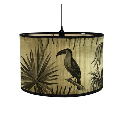 LUYSGBXR Lampenschirm 1PC Retro Stil Licht Abdeckung Kronleuchter Wand Lampe Schatten Vögel Druck Lampenschirm Bambus Kunst Kronleuchter Homestay Decor(09) von LUYSGBXR
