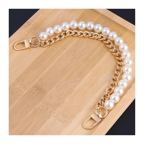 LUYSGBXR Perlenkette Verlängerung 1 Stück Perlen-Geldbörsenkette, Kurzer Griff, Ersatz-Taschenkettenriemen, Metall-Schulterkette, Handtaschenkette, Zubehör for Geldbeutel(White) von LUYSGBXR