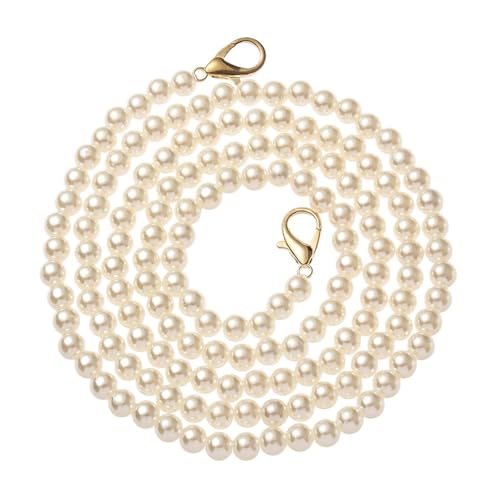 LUYSGBXR Perlenkette Verlängerung Mode Perle Gürtel Zubehör Taschen Handtasche Griffe DIY Geldbörse Ersatz Lange Perlen Kette Perle Strap(115cm) von LUYSGBXR
