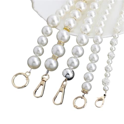 LUYSGBXR Perlenkette Verlängerung Perlentaschengurt, Handtasche, Kurze Griffe, DIY-Ersatzgurt, Schultertasche, Handbg, Kurze Kette, Handykette, Taschenzubehör(Gold Round Buckle) von LUYSGBXR