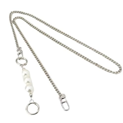 LUYSGBXR Perlenkette Verlängerung Umhängetasche Kette Taschenaccessoires Handtasche Taschengürtel Perlen Patchwork Taschenkette Handtaschengriff Ersatztaschen Henkel(Silver) von LUYSGBXR