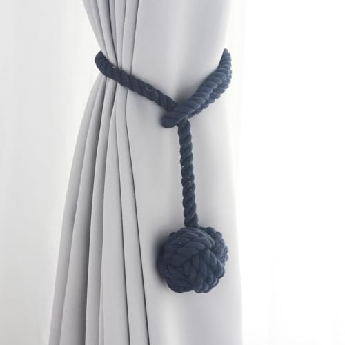 LUYSGBXR Raffhalter Für Vorhänge 2 Stück Vorhang-Clips-Halter mit Riemen, Dickes Seil-Design(Blue 2) von LUYSGBXR