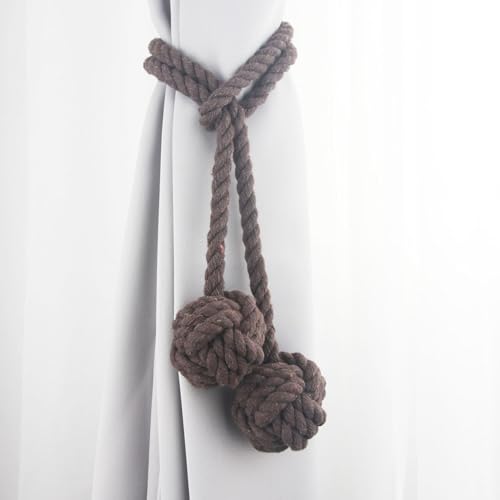 LUYSGBXR Raffhalter Für Vorhänge 2 Stück Vorhang-Clips-Halter mit Riemen, Dickes Seil-Design(Coffee 1) von LUYSGBXR